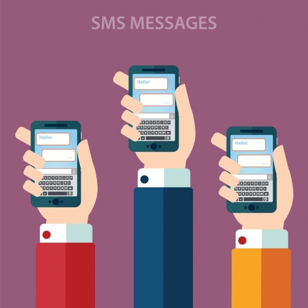 Hands with mobile phones design