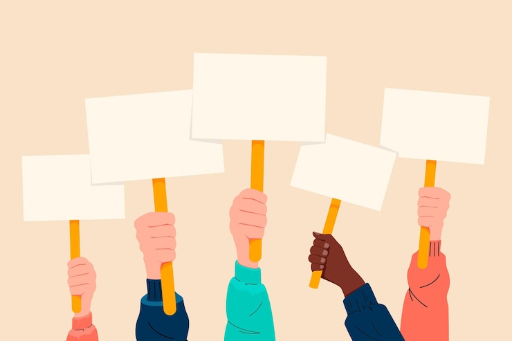 Free Vector hands with placards concept
