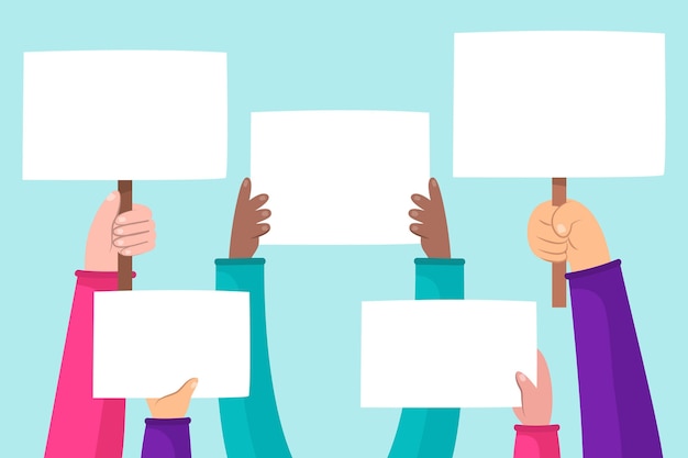 Hands with placards concept