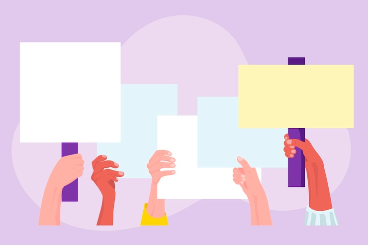 Free Vector hands with placards concept