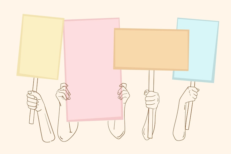 Free Vector hands with placards concept
