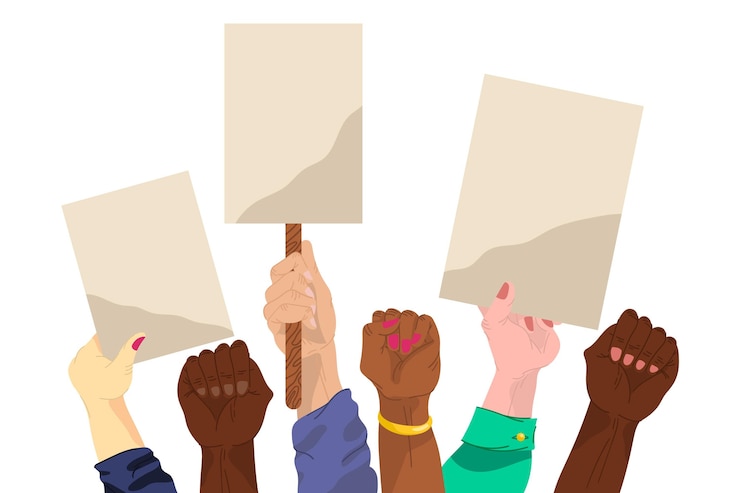 Free Vector hands with placards concept