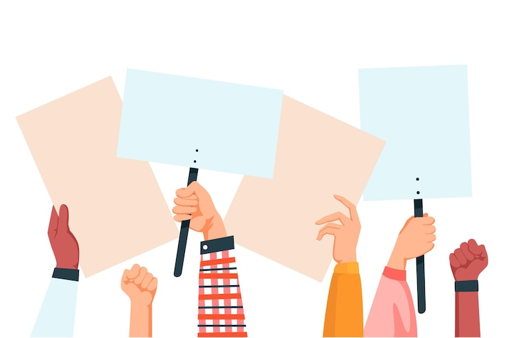 Free Vector hands with placards concept