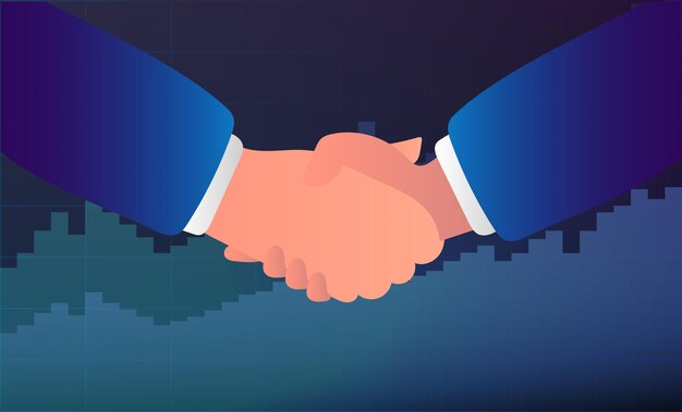 ビジネスマン​、​ビジネス​パートナー間​の​握手​。​財務​チャート​の​背景​。​成功する​交渉​と​取引​の​概念​。​ベクター