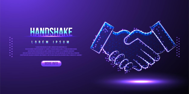 Handshake, business low poly wireframe mesh from polygonal design