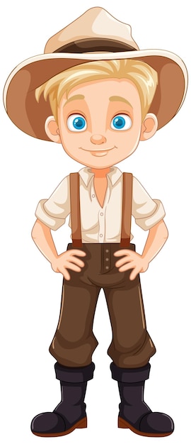 Бесплатное векторное изображение Красивый фермерский мальчик мультфильм векторная иллюстрация