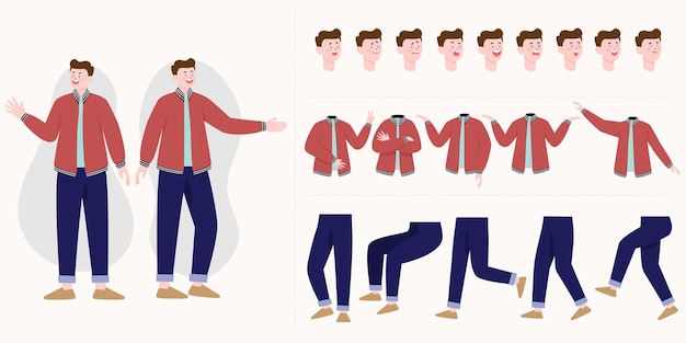 Free vector handsome man constructor in flat style.