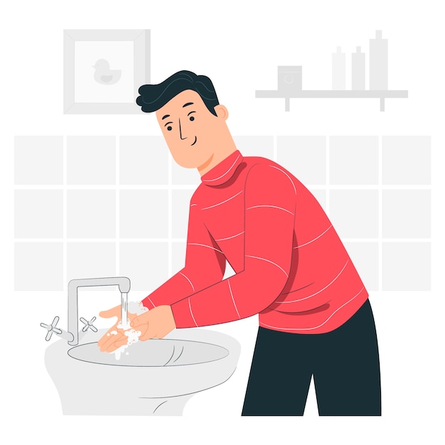 Иллюстрация концепции мытья рук