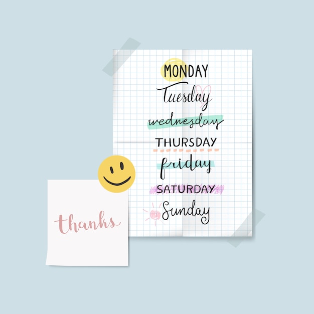 Days of the week in lettering. Monday, Tuesday, Wednesday, Thursday,  Friday, Saturday, Sunday. 13744520 Vector Art at Vecteezy