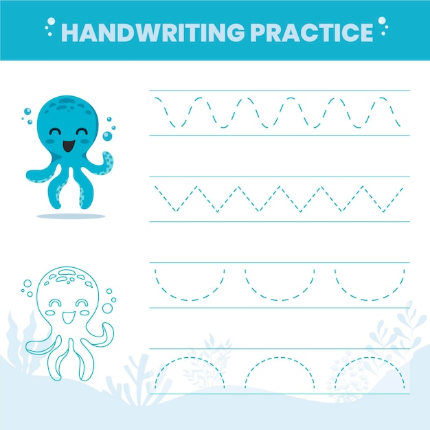 Vettore gratuito pratica di scrittura a mano per bambini