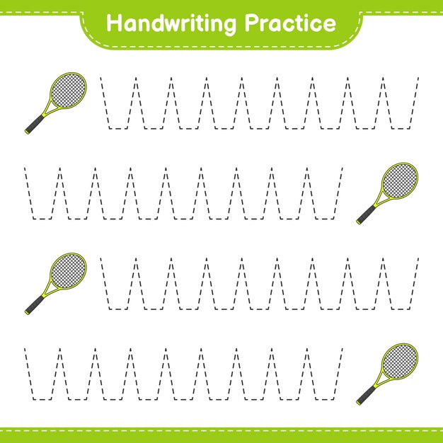 Premium Vector Handwriting practice. tracing lines of tennis racket
