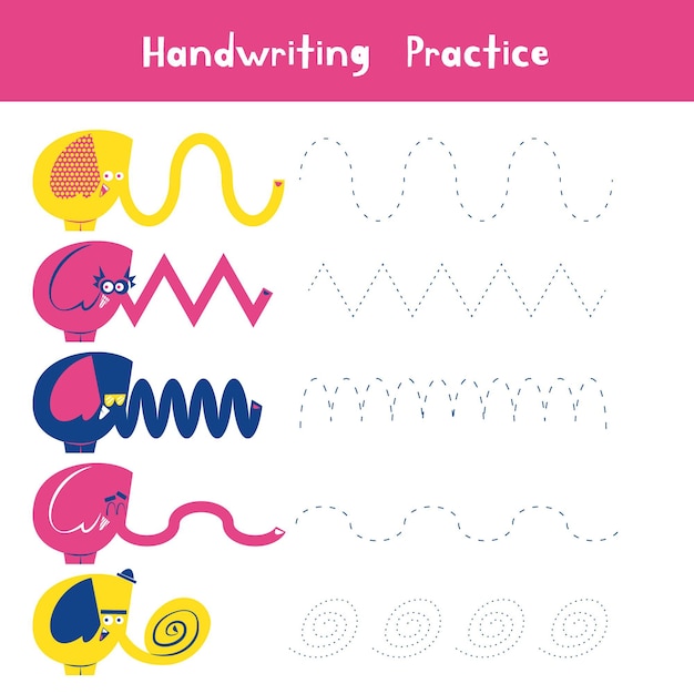 Free vector handwriting practice with animals