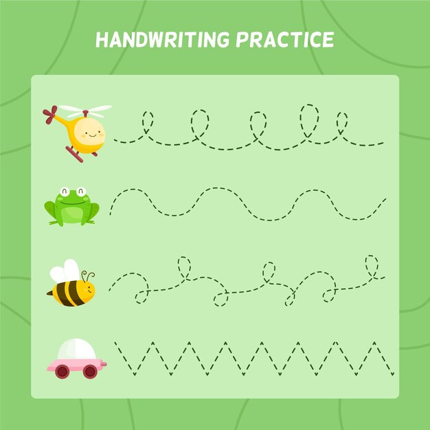 Handwriting practice worksheet for kids with cute elements