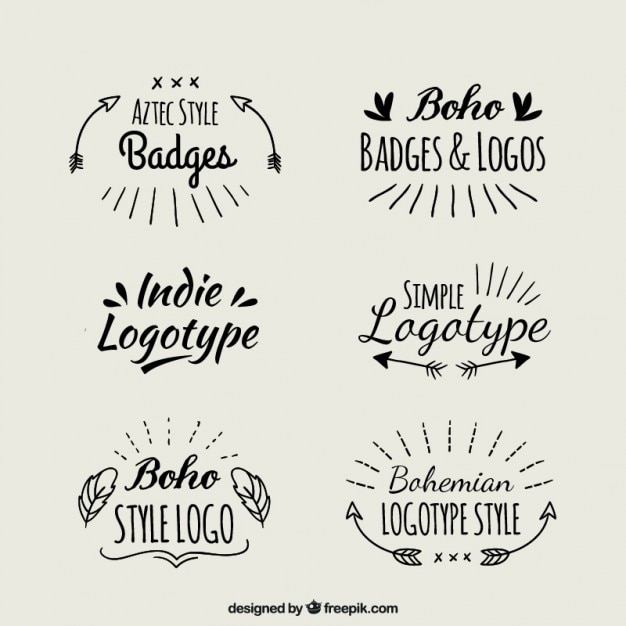 Free vector handwritten boho logotypes