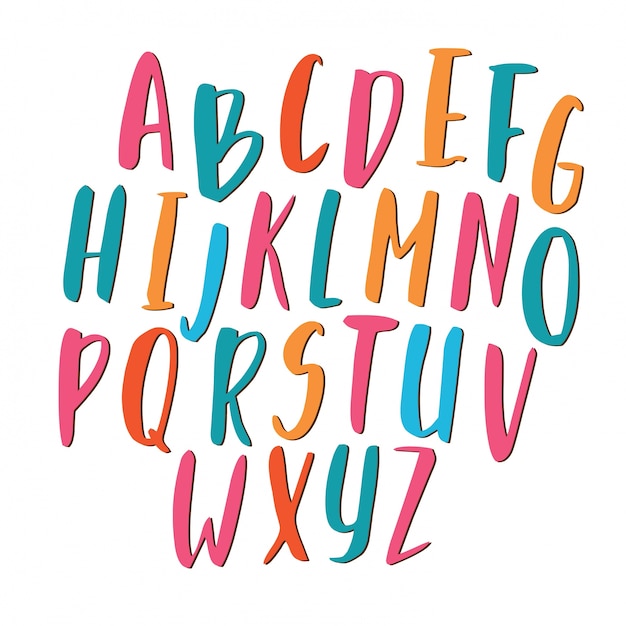 Free vector handwritten color alphabet