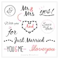 Бесплатное векторное изображение Рукописные основные слова для свадьбы
