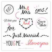 Free vector handwritten essential words for wedding