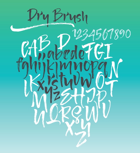 Free vector handwritten script font. brush font. uppercase, numbers, punctuation