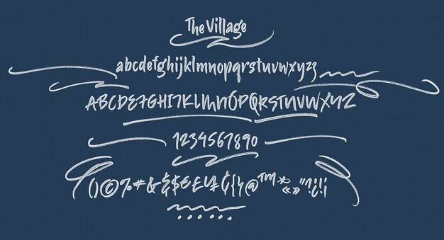 手書きのスクリプトフォント。ブラシフォント。大文字、数字、句読点