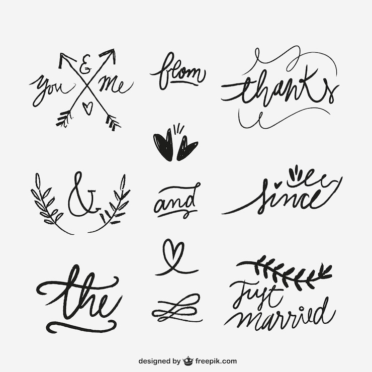 Free Vector handwritten wedding words 