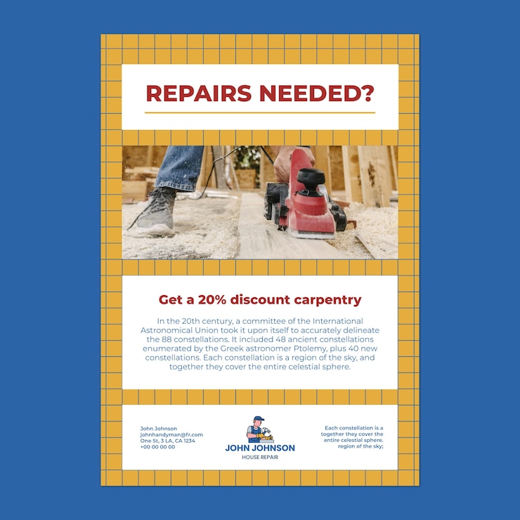 Free Vector handyman flyer template design