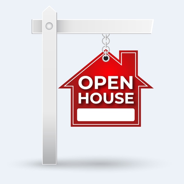 Free vector hanged  open house sign