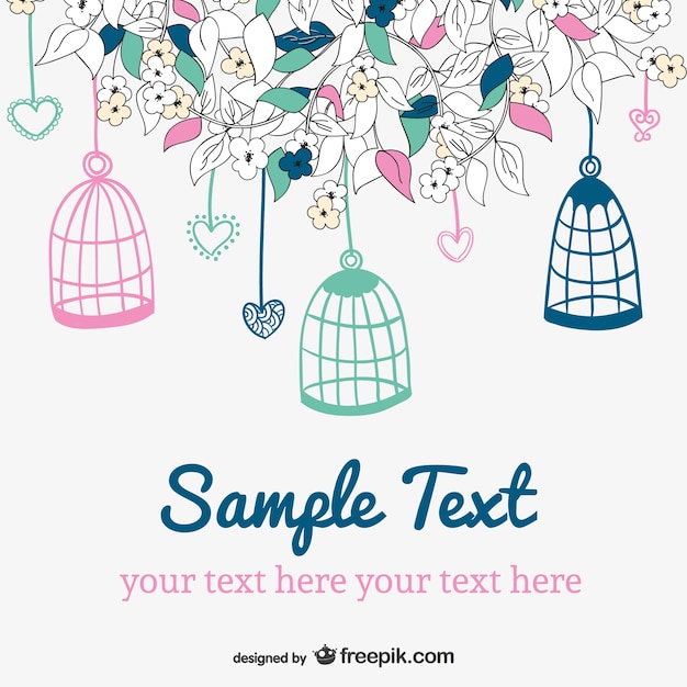 Free vector hanging bird cages card