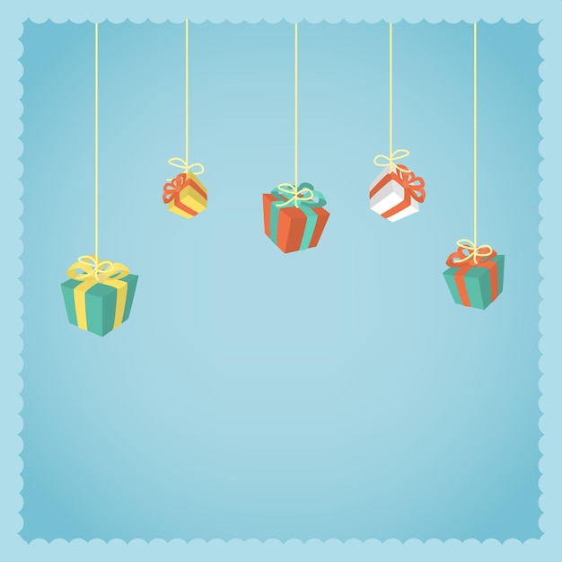 Free vector hanging gift boxes idea of christmas or birthday holiday decoration