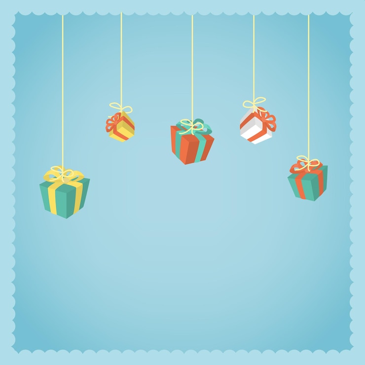 मुफ़्त वेक्टर hanging gift boxes idea of christmas or birthday holiday decoration