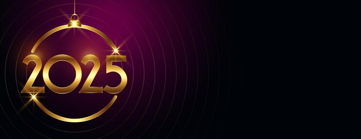 मुफ़्त वेक्टर hanging golden 2025 bauble wallpaper for new year festive