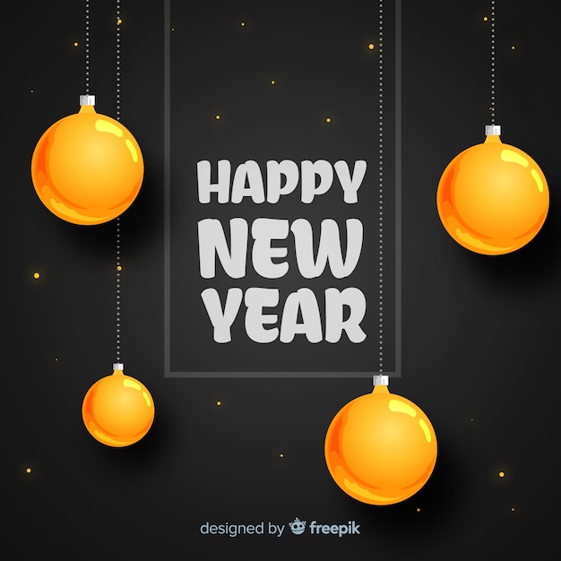 Free vector hanging golden balls new year background