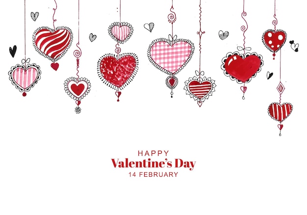 Free vector hanging hearts decorative for valentines day card design