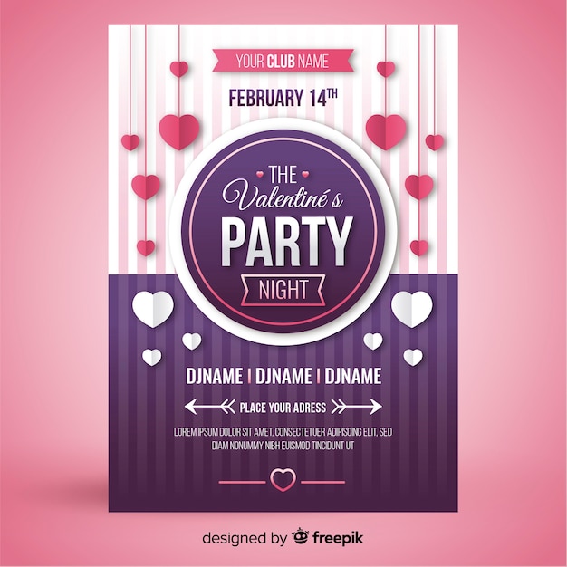 Hanging hearts valentine party poster