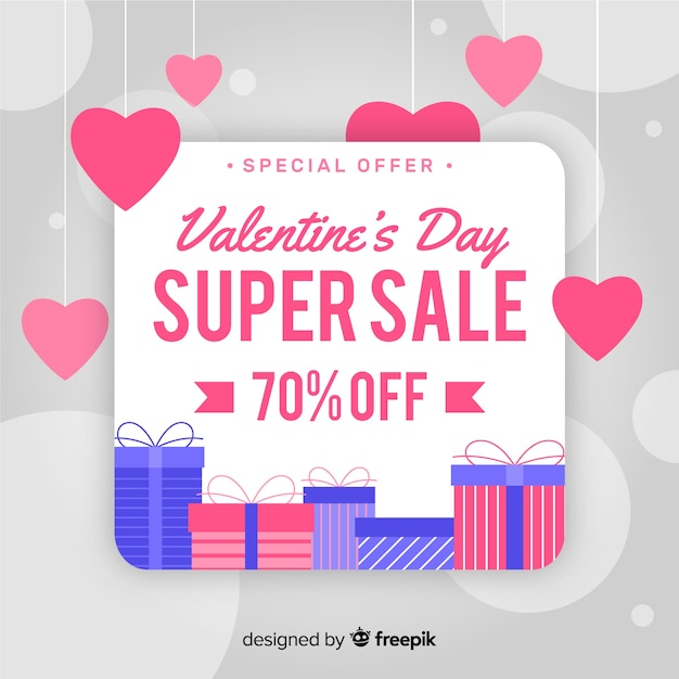 Free vector hanging hearts valentine sale background