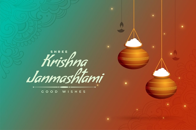 Free vector hanging matki for krishna janmashtami festival vector