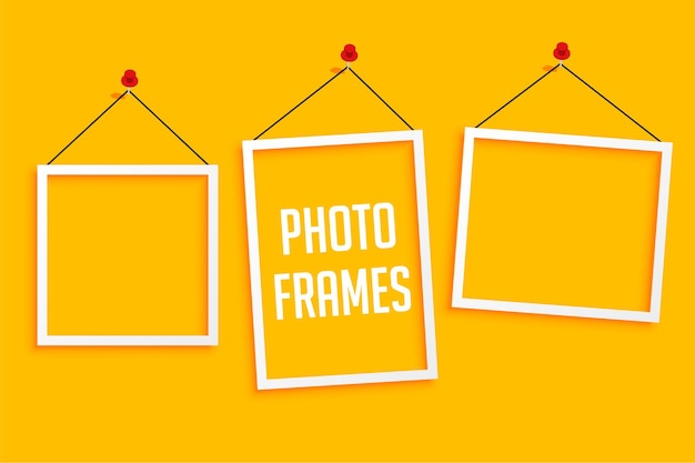 Hanging Photo Frames On Yellow