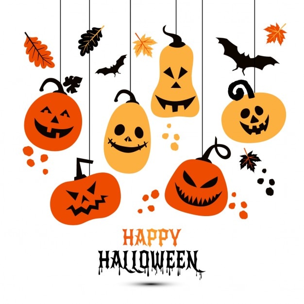 Free vector hanging pumpkins for halloween