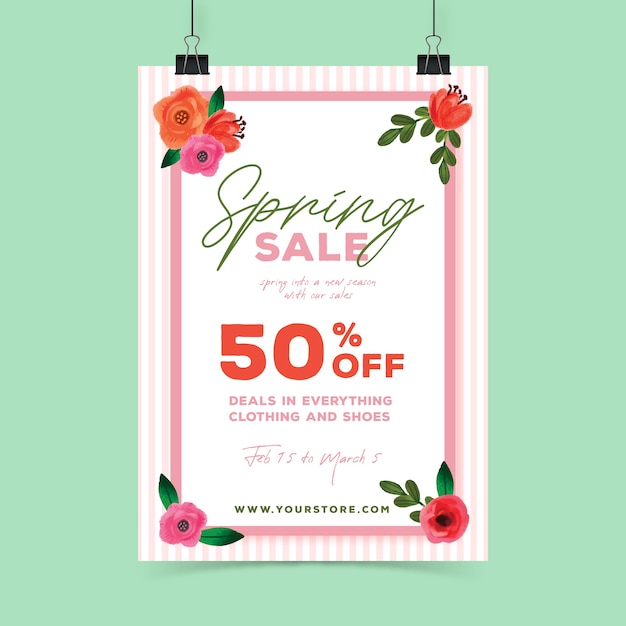 Free vector hanging spring watercolour flyer template