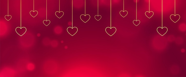 Free Vector hanging style golden hearts shiny banner for social media post