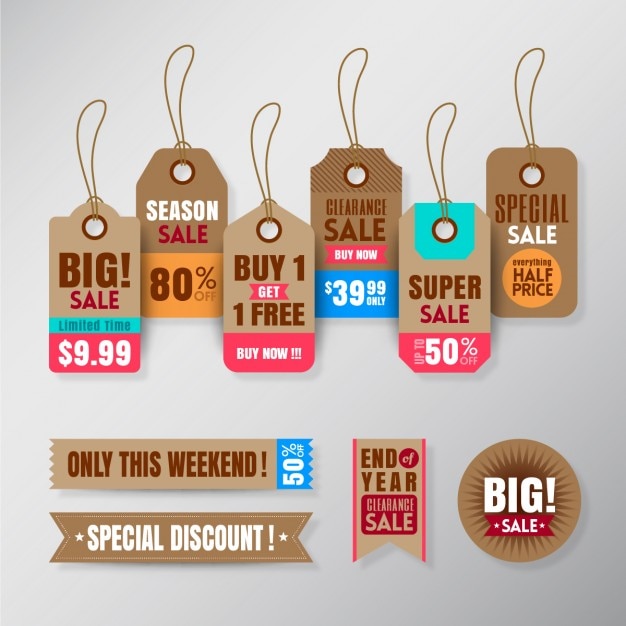 Set brown hang tag collection Royalty Free Vector Image