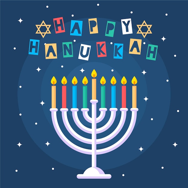 Vettore gratuito concetto di hanukkah in design piatto