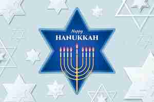 Vettore gratuito concetto di hanukkah in stile carta