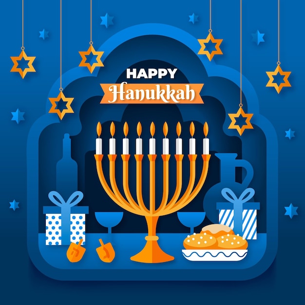 Hanukkah concept in paper style