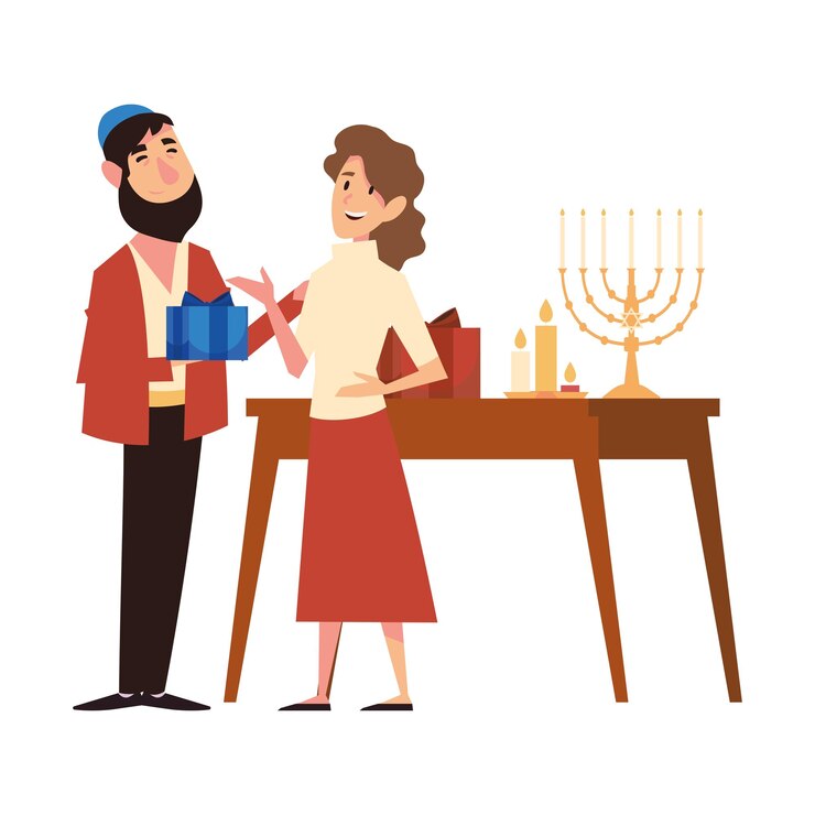 Free Vector hanukkah man and woman