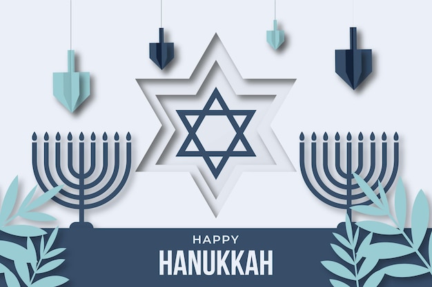 Vettore gratuito hanukkah in stile carta