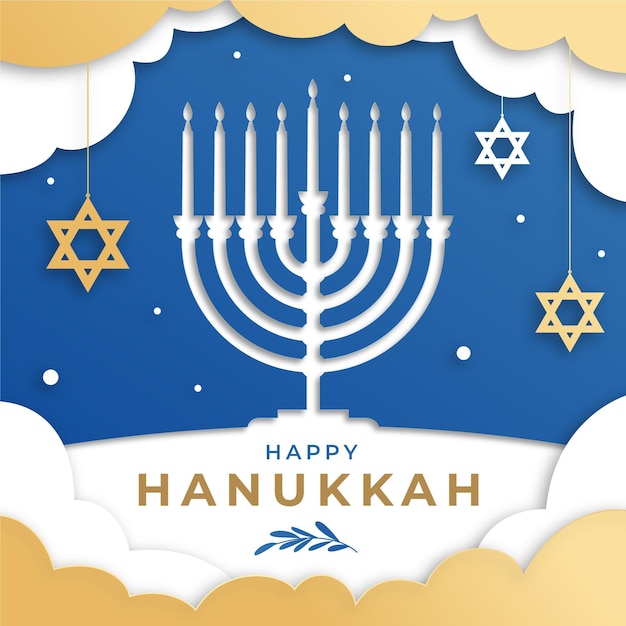 Free vector hanukkh in paper style