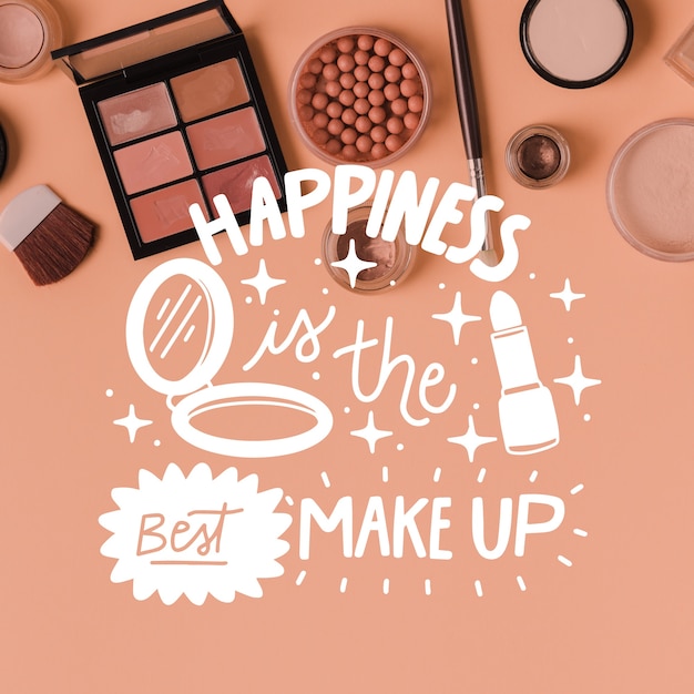 Free vector happiness is the best make-up positive lettering