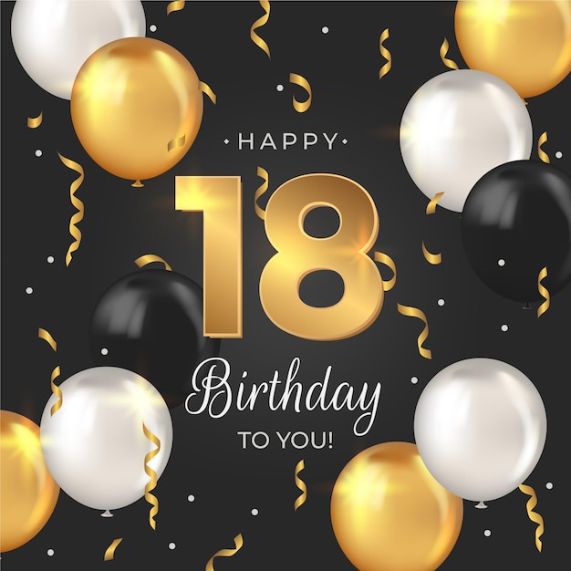 Free vector happy 18th birthday background