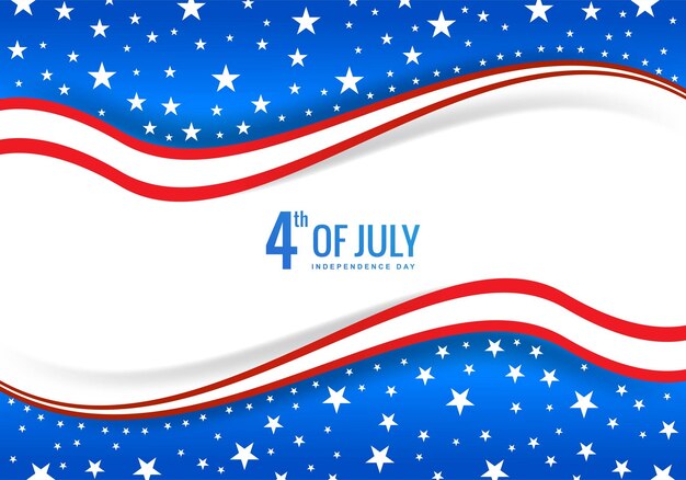 Happy 4th of july american flag in wave style background