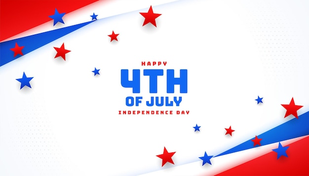 Vettore gratuito felice 4 luglio festa dell'indipendenza su sfondo di design a stella